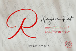 Monogram R Monofont Caps R: 36 Handwritten Styles for Web Design
